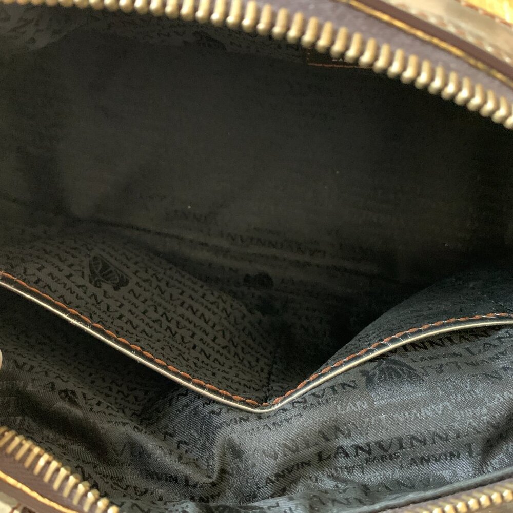 Lanvin Purse Large Tote Shoulder Bag Gold Silver Leather Lambskin Luxury Vintage - Picture 16 of 17